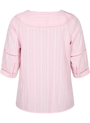 Zizzi Bluse med 3/4-ermer og blonder, Almond Blossom, Packshot image number 1