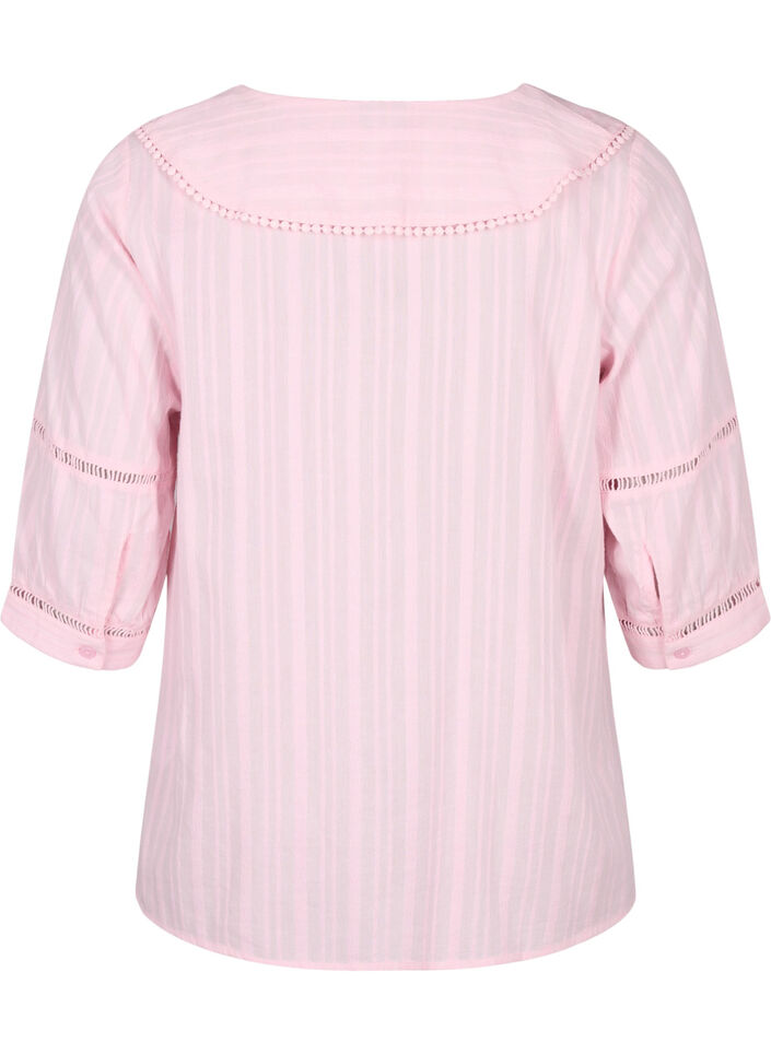 Bluse med 3/4-ermer og blonder, Almond Blossom, Packshot image number 1