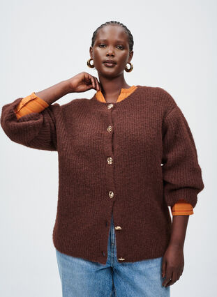 Zizzi Bluse med vertikale striper, Orange, Image image number 0