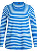 Stripete bluse med lange ermer, Bl&aring;, Packshot image number 0