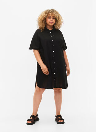 Lang skjorte med korte ermer, Black, Model image number 2