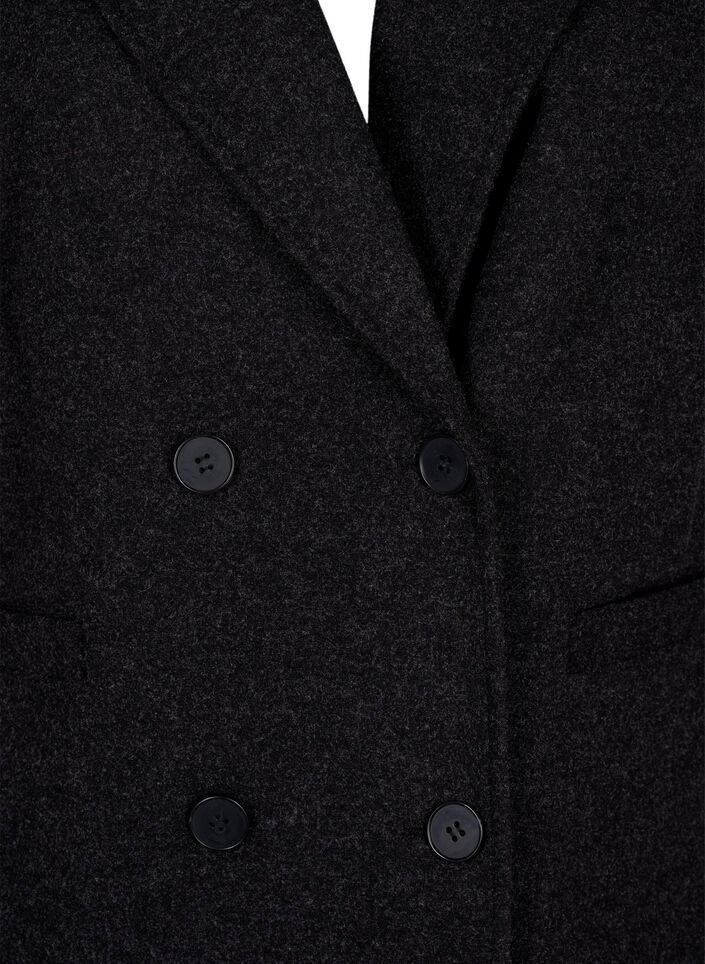 Lang vest i ull-look, Dark Grey Melange, Packshot image number 2