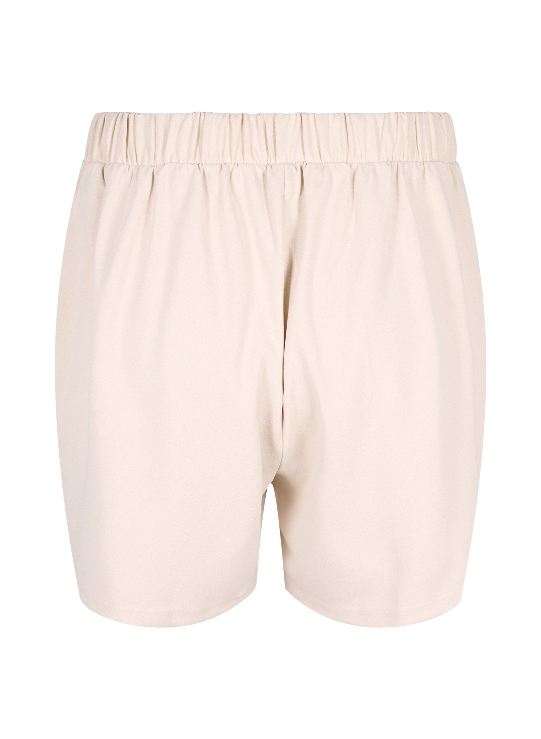 Zizzi L&oslash;stsittende shorts med lommer, Beige, Packshot image number 1