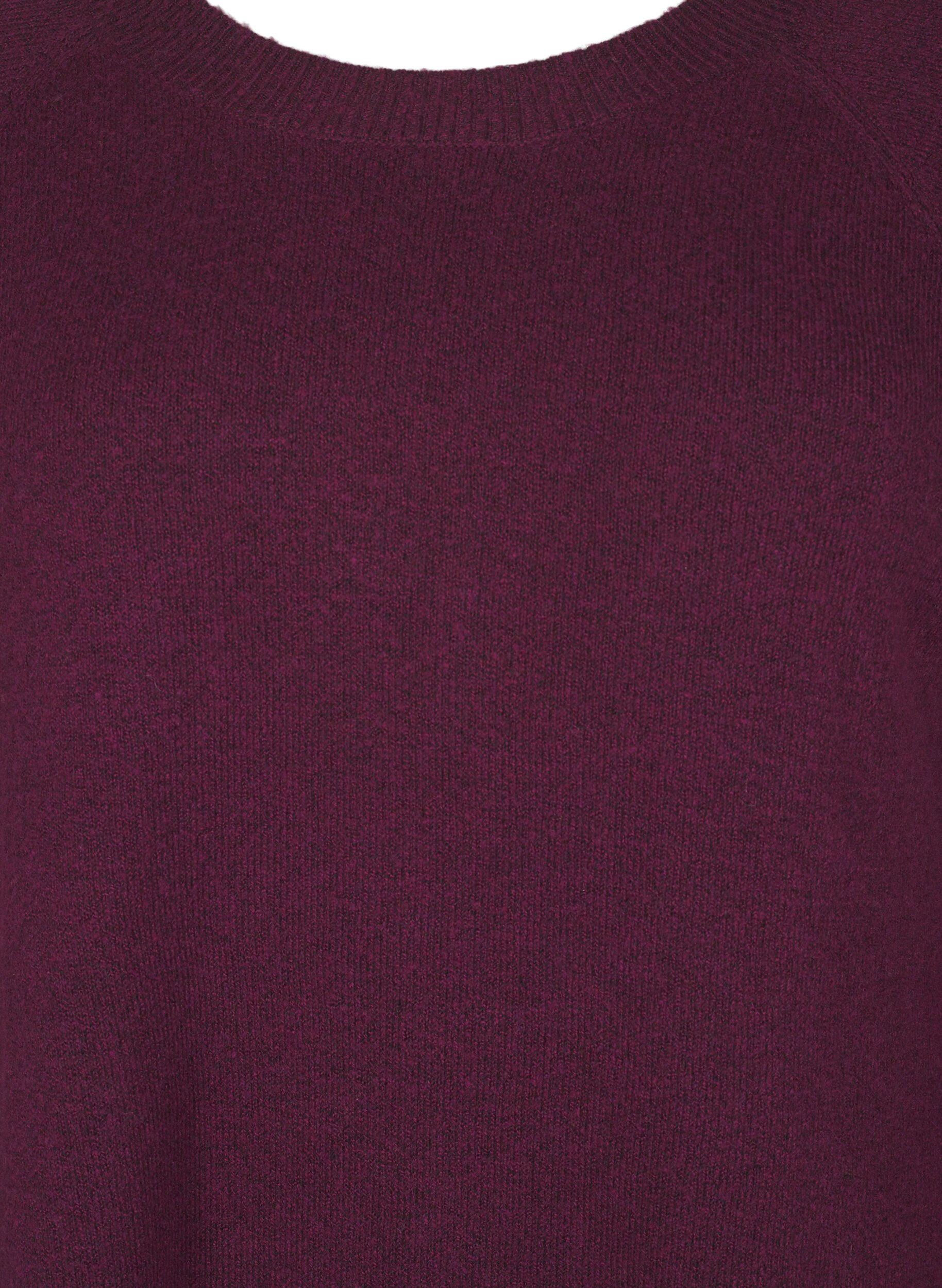 Zizzi Strikket bluse med perledetaljer, Potent P. Black Mel., Packshot image number 2