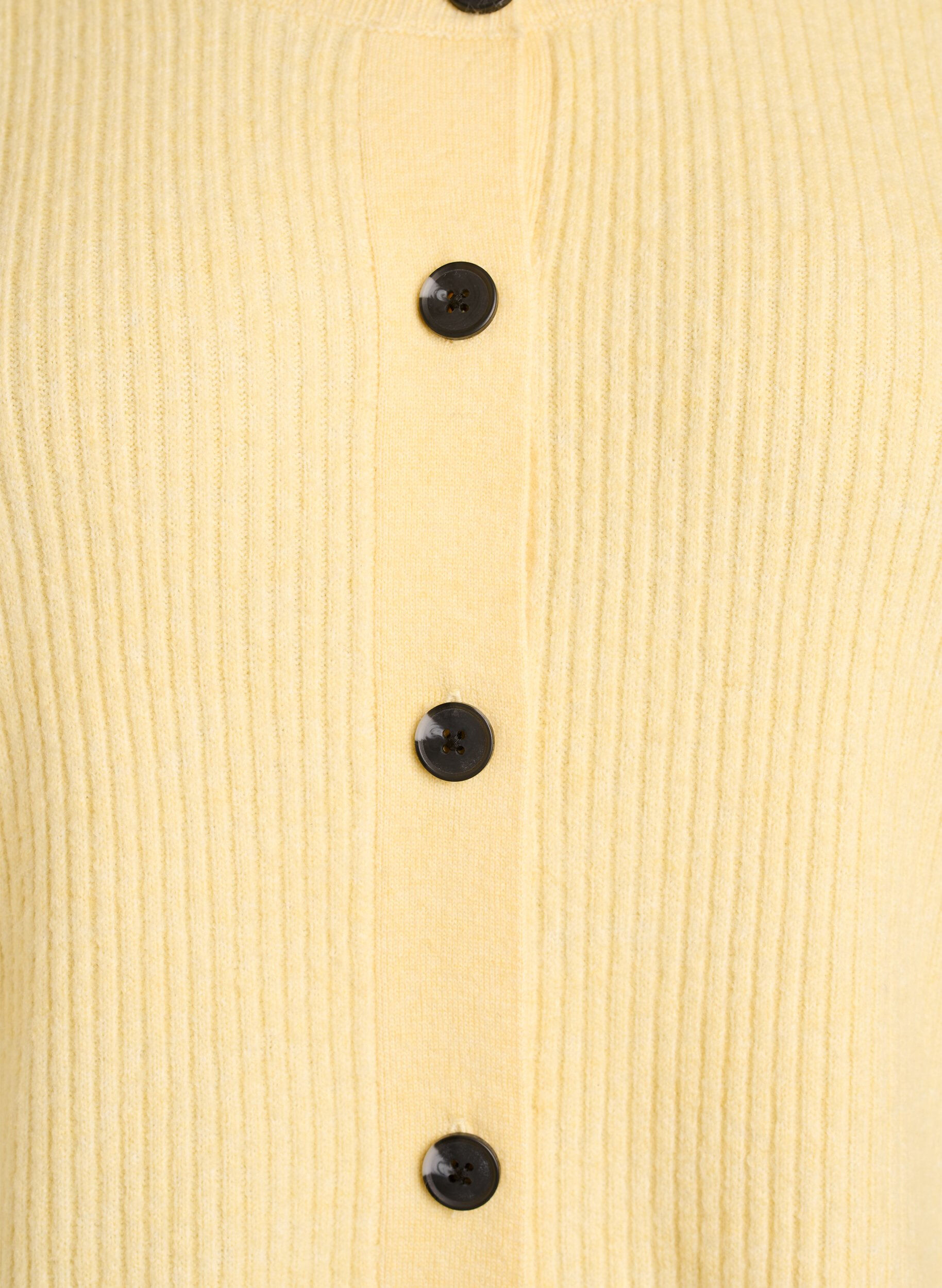 ZizziRibbestrikket cardigan med knapper, Gul, Packshot image number 2