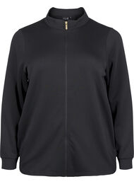 Sporty cardigan med glidelås og lommer, Black