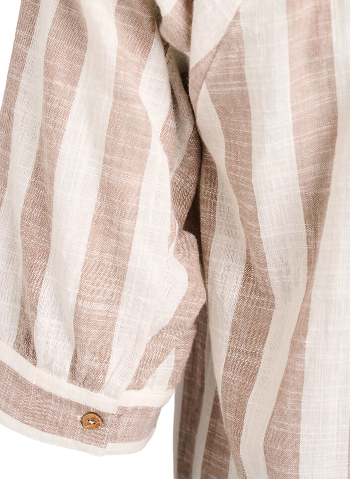 Bomullstunika med V-hals, Beige, Packshot image number 3