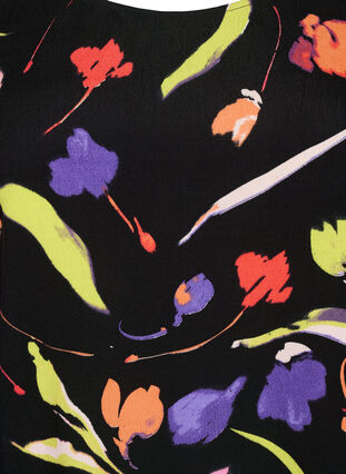 Viskose bluse med print og 3/4 ermer, Faded Tulip AOP, Packshot image number 2
