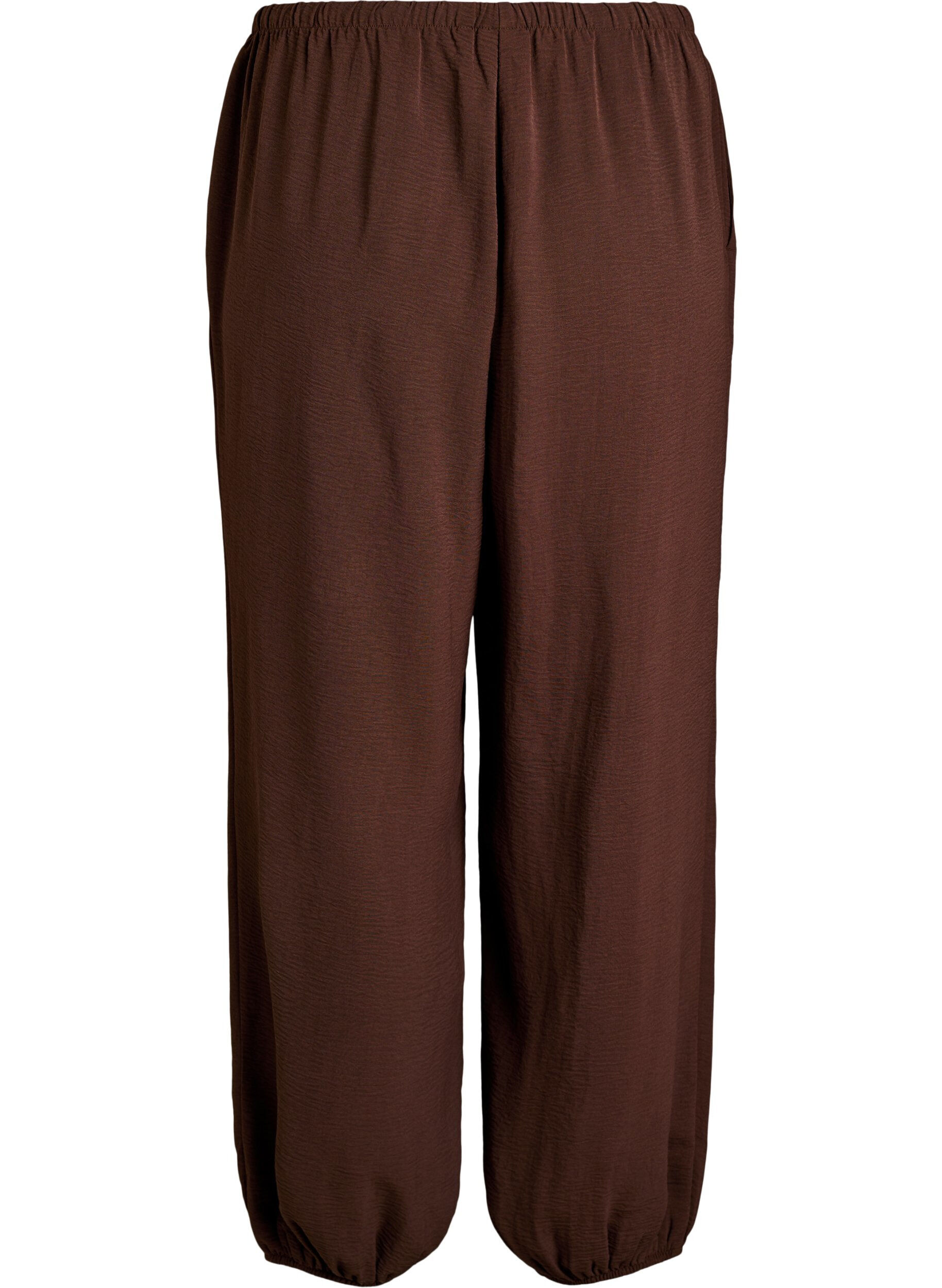 ZizziBallongbukser med h&oslash;y midje, Brun, Packshot image number 1
