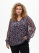 Bluse med blomstertrykk og glittertr&aring;d, Bl&aring;, Model image number 0
