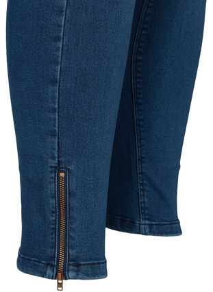 Cropped Amy jeans med høyt liv og glidelås, Dark blue denim, Packshot image number 3