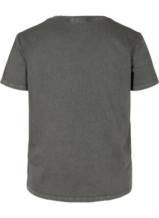 Kortermet T-skjorte med acid wash og trykk, Dark grey acid wash, Packshot image number 1