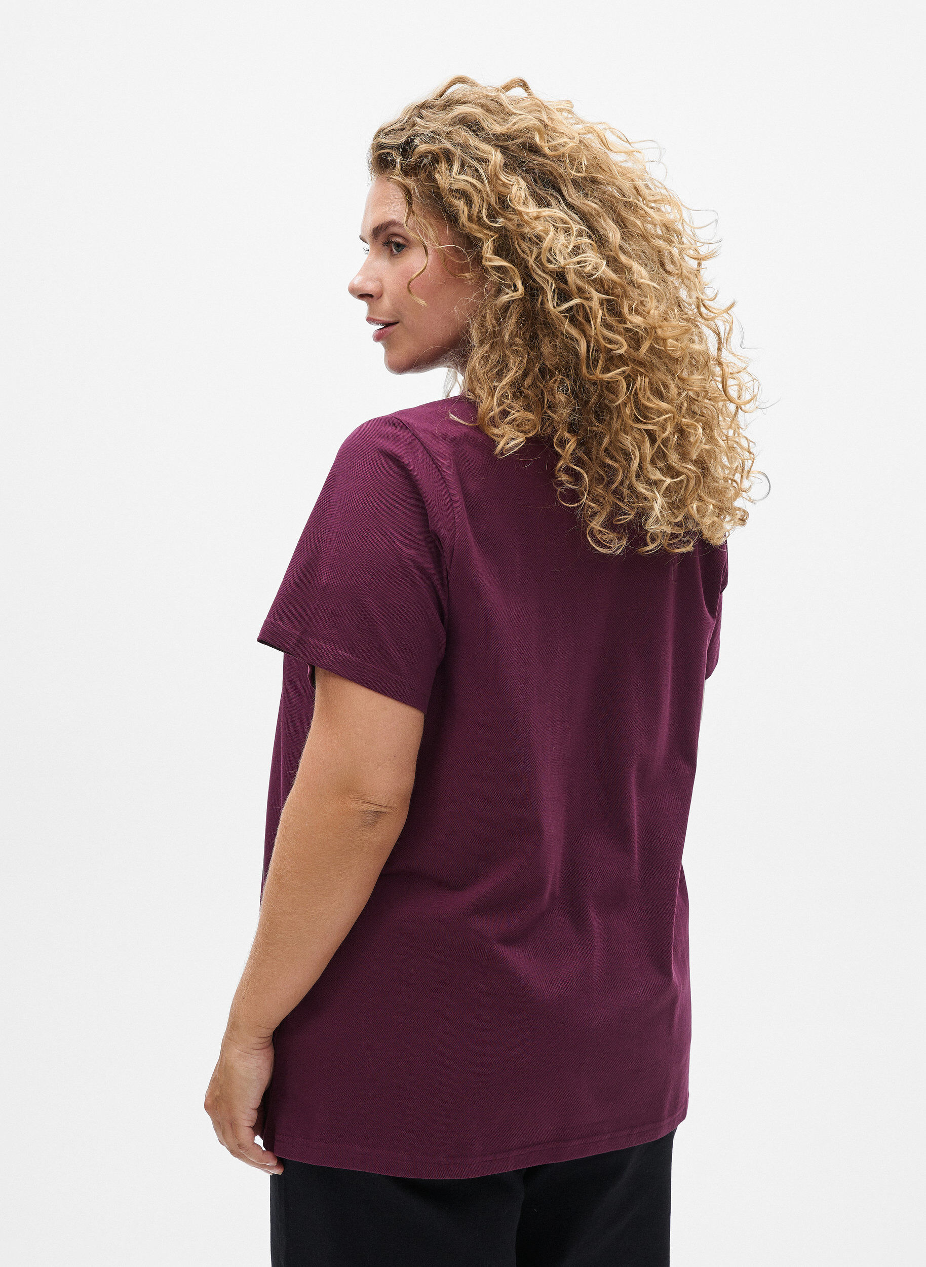 Zizzi Poloskjorte med korte ermer, R&oslash;d, Model image number 2