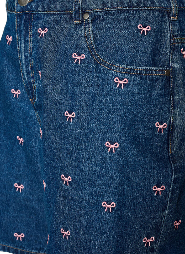 Broderte denimshorts, Bl&aring;, Packshot image number 2