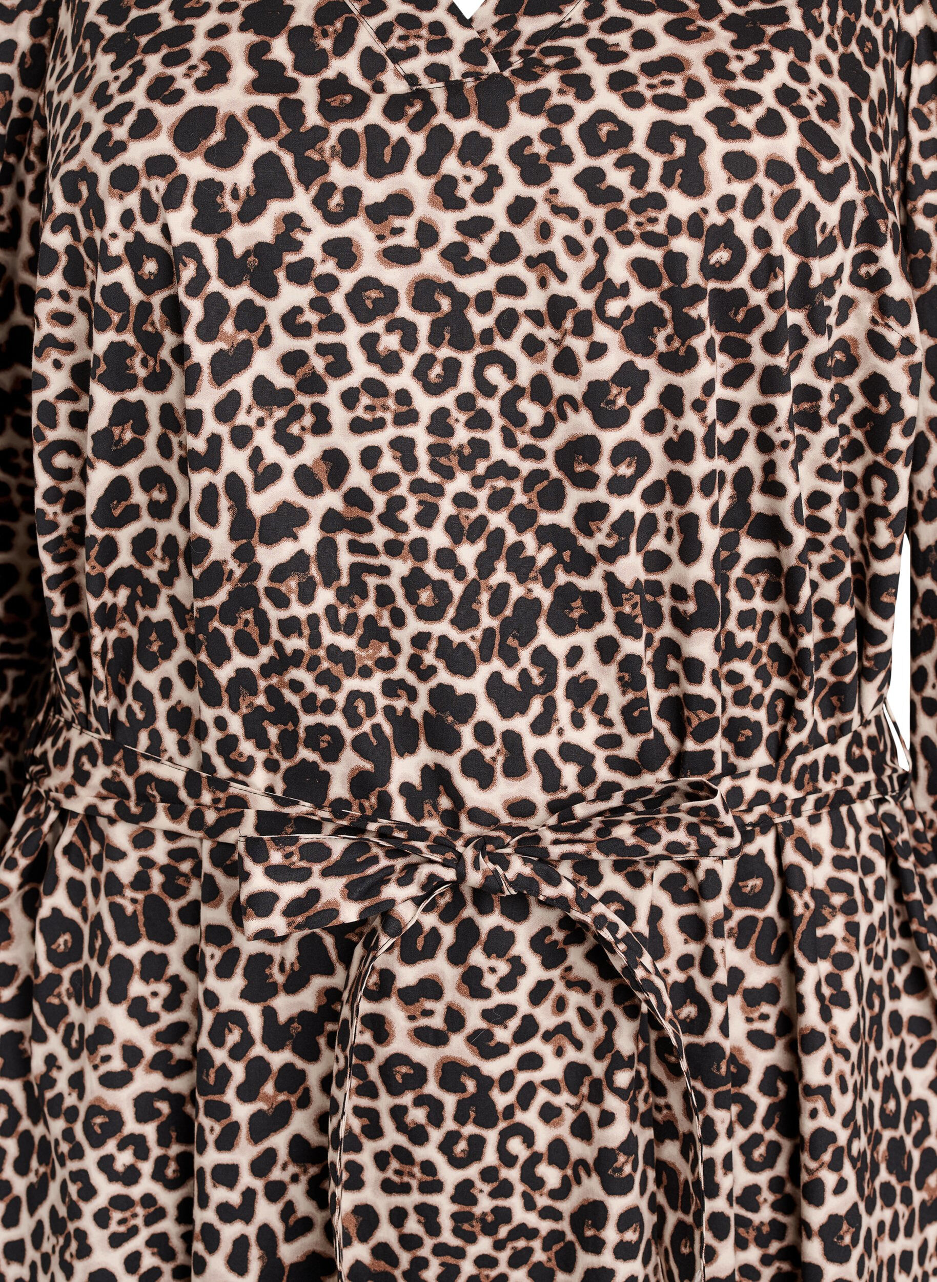 Zizzi Kjole i &oslash;kologisk bomull med knytebelte, Brun, Packshot image number 2