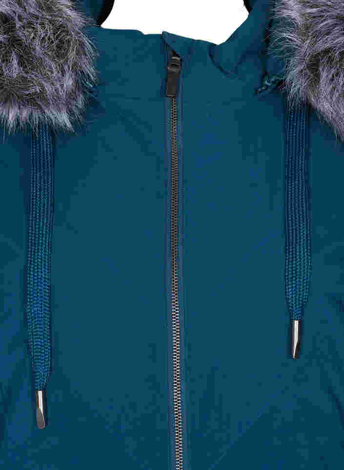 Vinterjakke med avtagbar hette og stor imitert pelskrave, Reflecting Pond, Packshot image number 2
