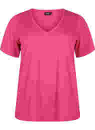 FLASH - T-skjorte med V-hals, Raspberry Rose