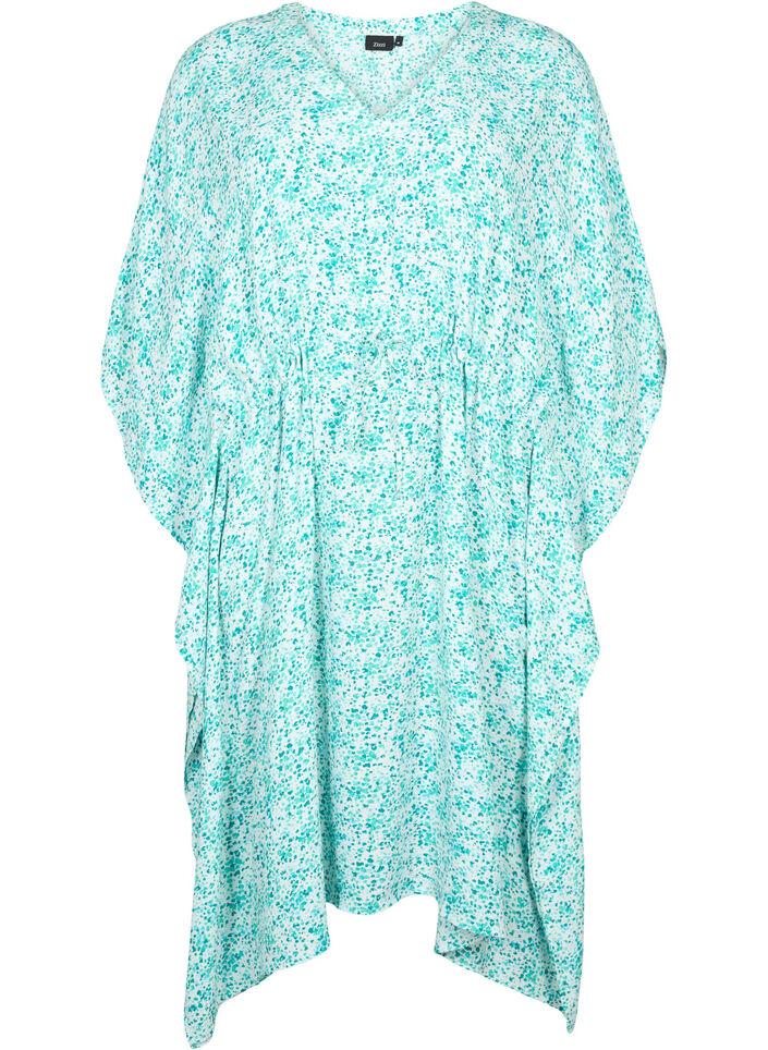 Kaftan i viskose med print, Green Dot, Packshot image number 0