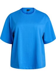 Oversized T-skjorte med halve ermer, Blå