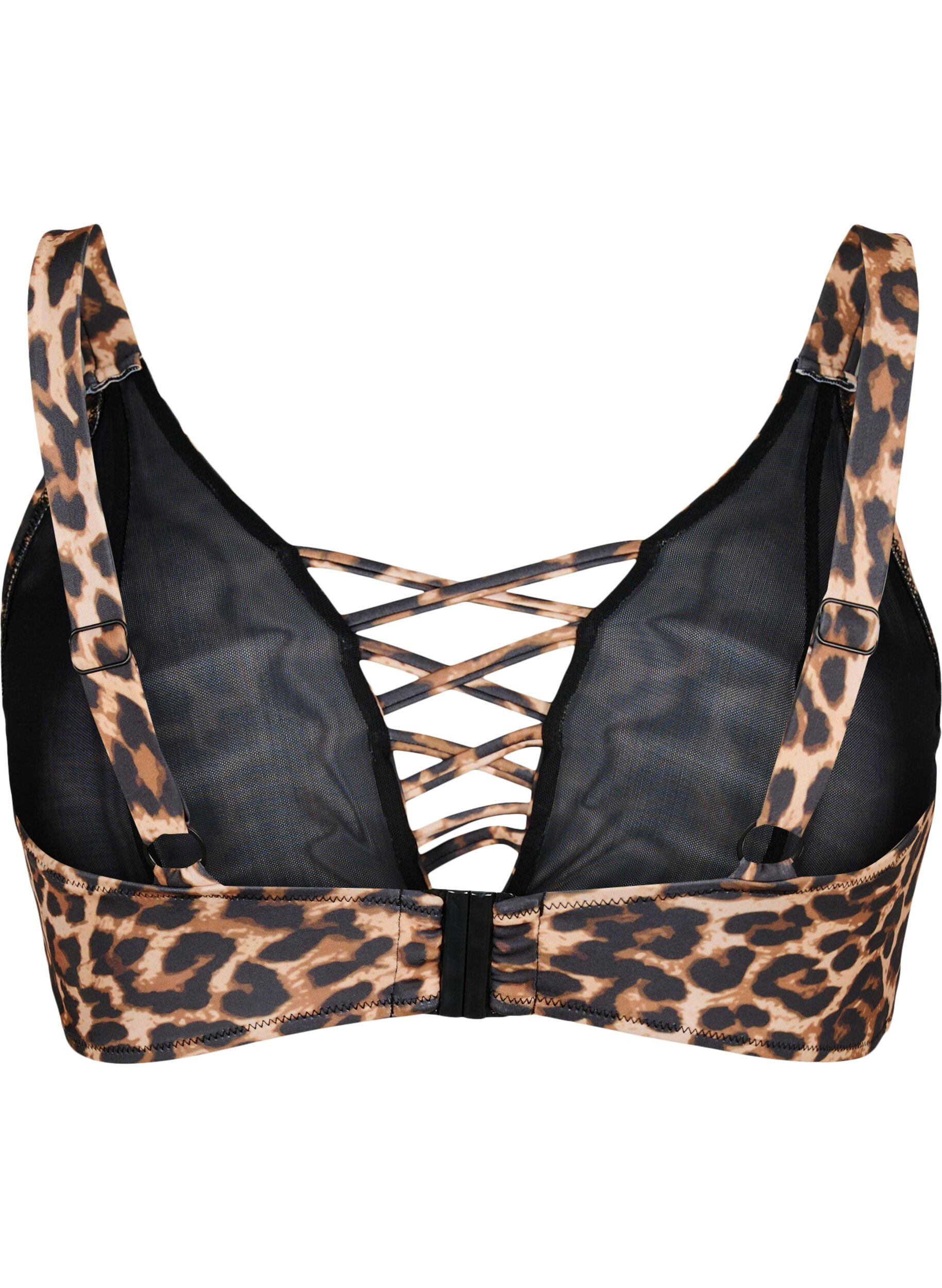 Zizzi Leopardm&oslash;nstrete bikinioverdel med stringdetaljer, Autentic Leopard, Packshot image number 1
