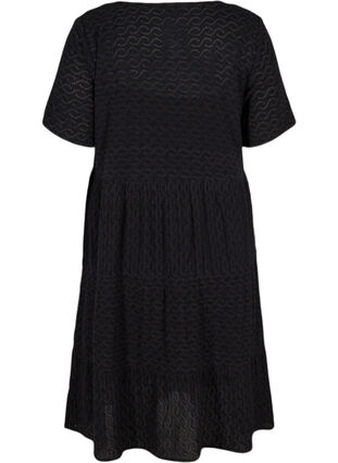 Kortermet kjole med broderi anglaise, Black, Packshot image number 1