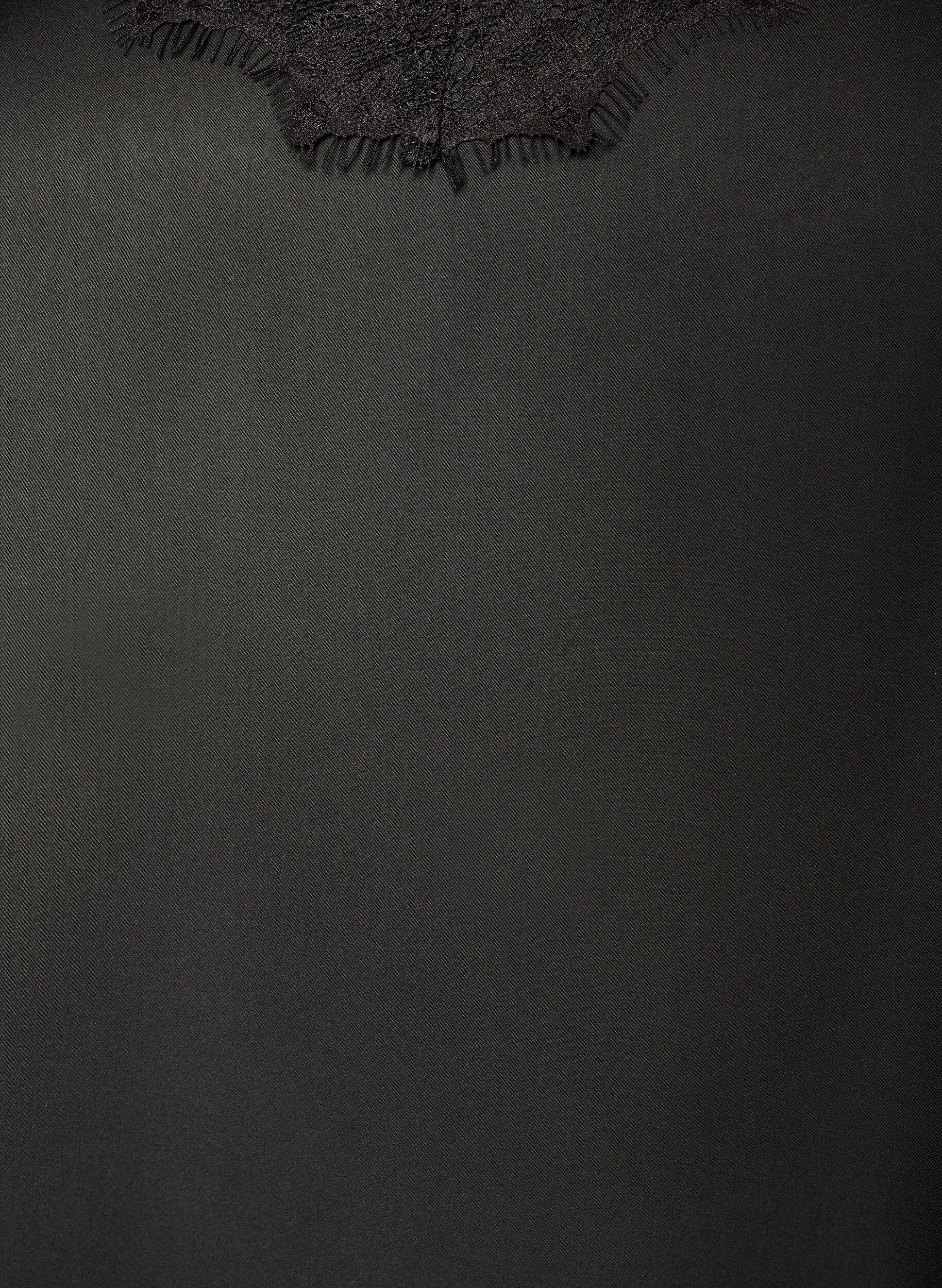 Zizzi Satintopp med blonderkant og asymmetrisk fold, Svart, Packshot image number 2