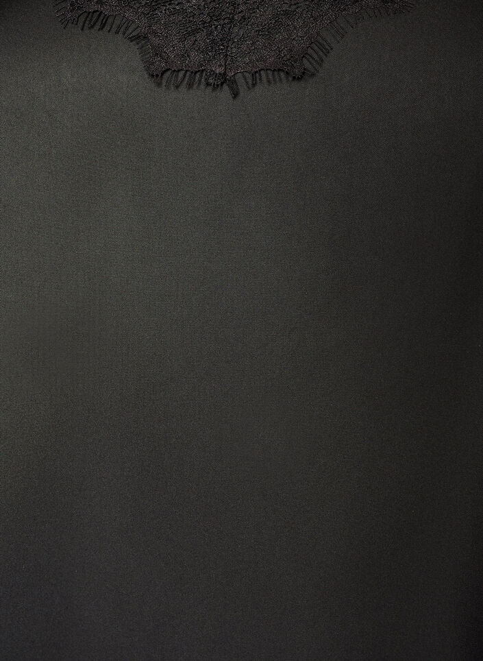 Satintopp med blonderkant og asymmetrisk fold, Svart, Packshot image number 2