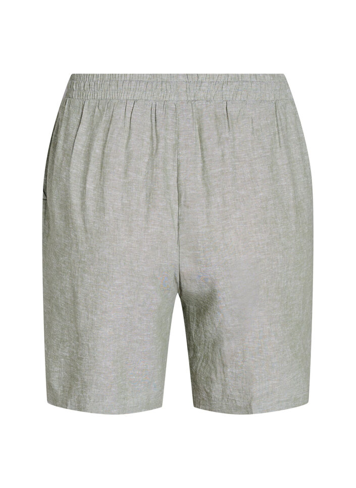 Løse shorts i lin og viskose, Grønn, Packshot image number 1