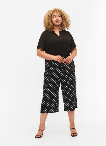 Culottebukser med mønster, Black w. Dots, Model image number 0