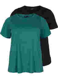 Basis T-skjorter i bomull, 2 stk., Antique Green/Black