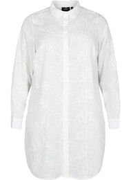 Skjortekjole med broderte blomster, Blanc de Blanc