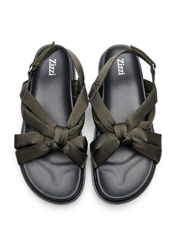 Wide fit - Sandal med knutedetalj, Gr&oslash;nn, Packshot image number 2