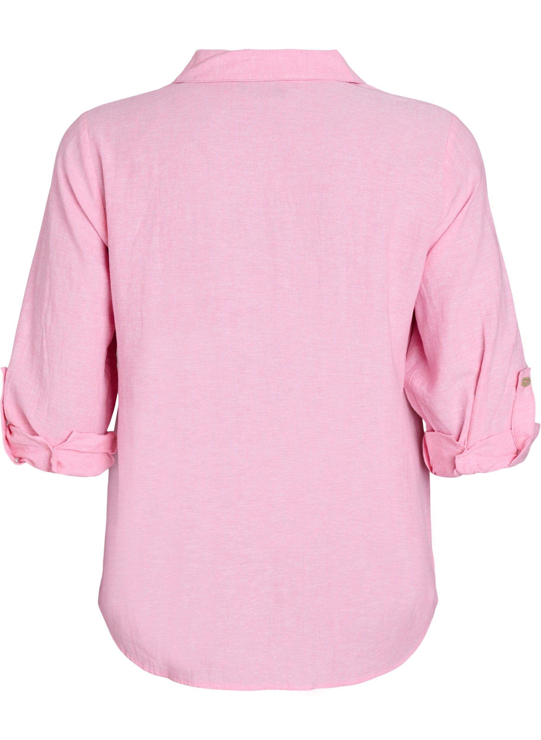 ZizziSkjorte i lin og viskose med 3/4 ermer, Rosa, Packshot image number 1