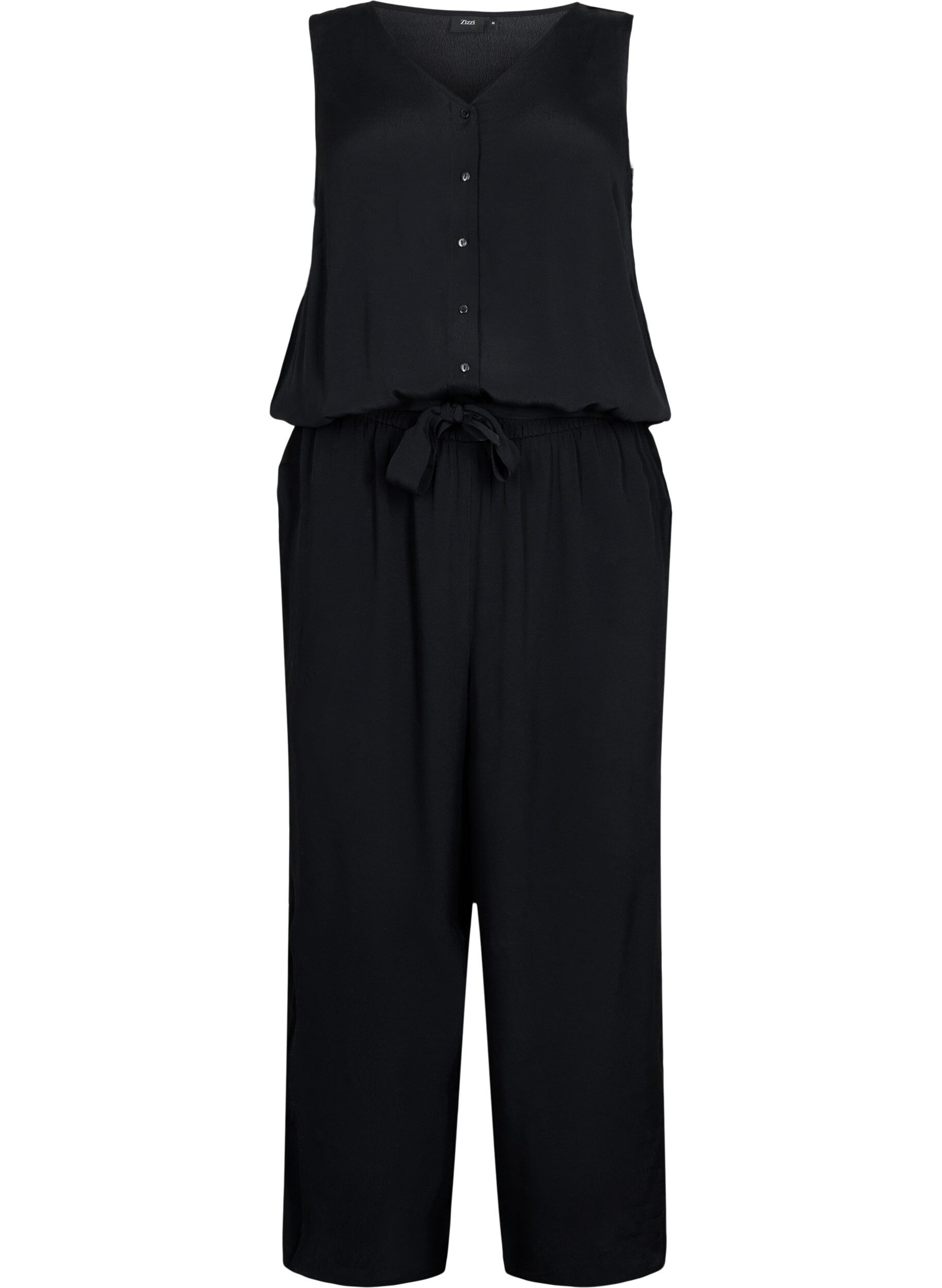 Zizzi Ermel&oslash;s jumpsuit i viskose, Black, Packshot image number 0