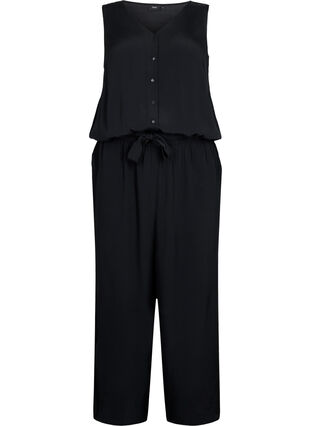 Zizzi Ermeløs jumpsuit i viskose, Black, Packshot image number 0