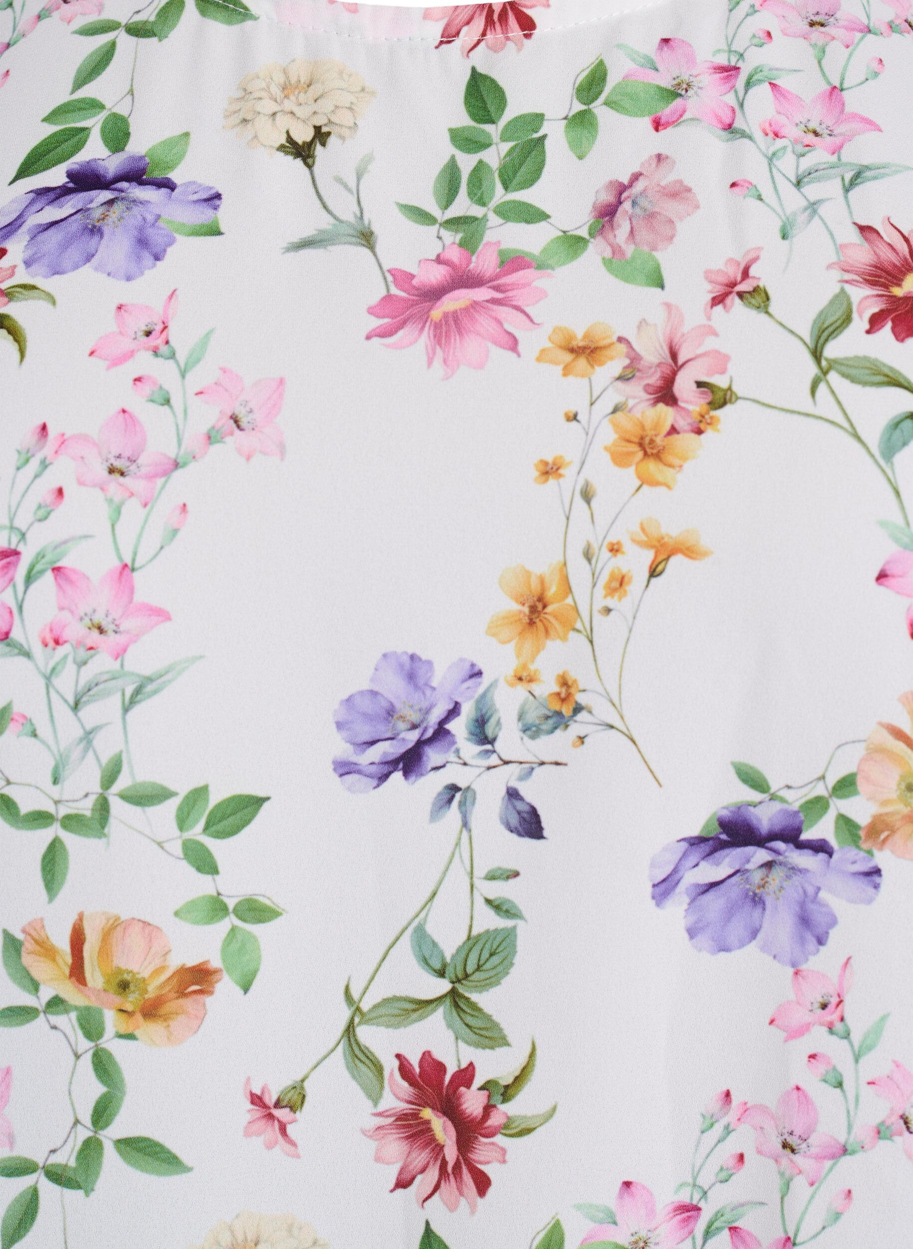 Zizzi Blomstrete bluse med smock, Rosa, Packshot image number 2