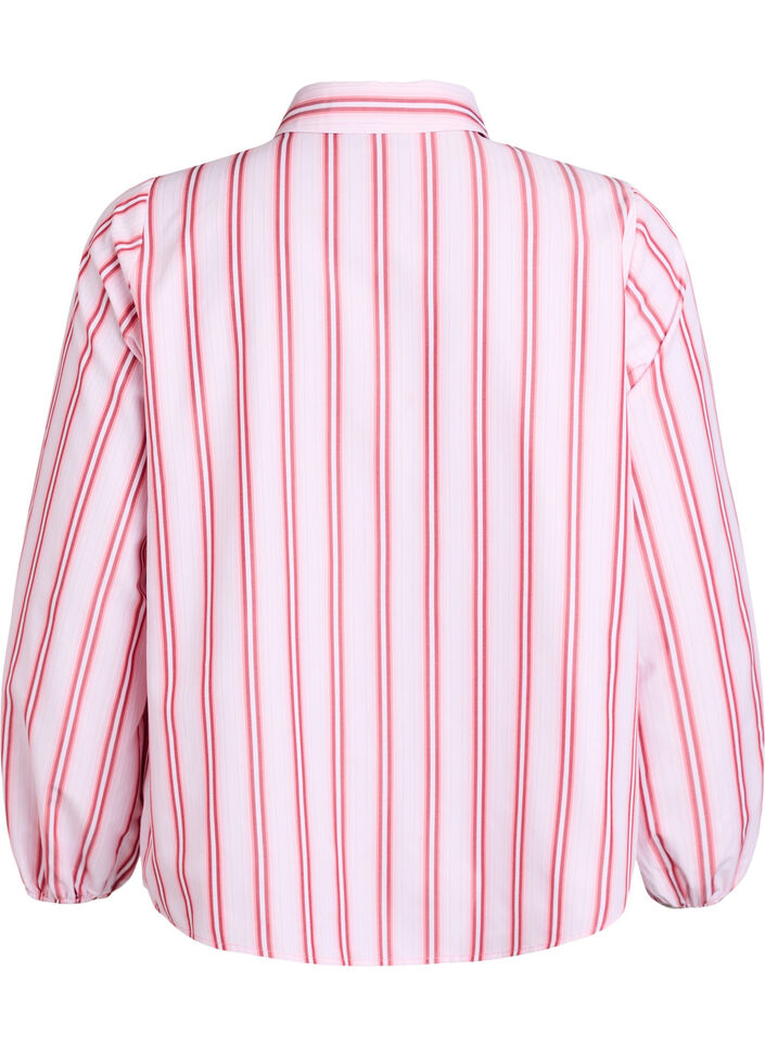 Løs skjorte med striper og lange ermer, Pink stripe, Packshot