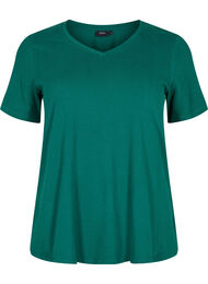 Ensfarget basis T-skjorte i bomull, Evergreen