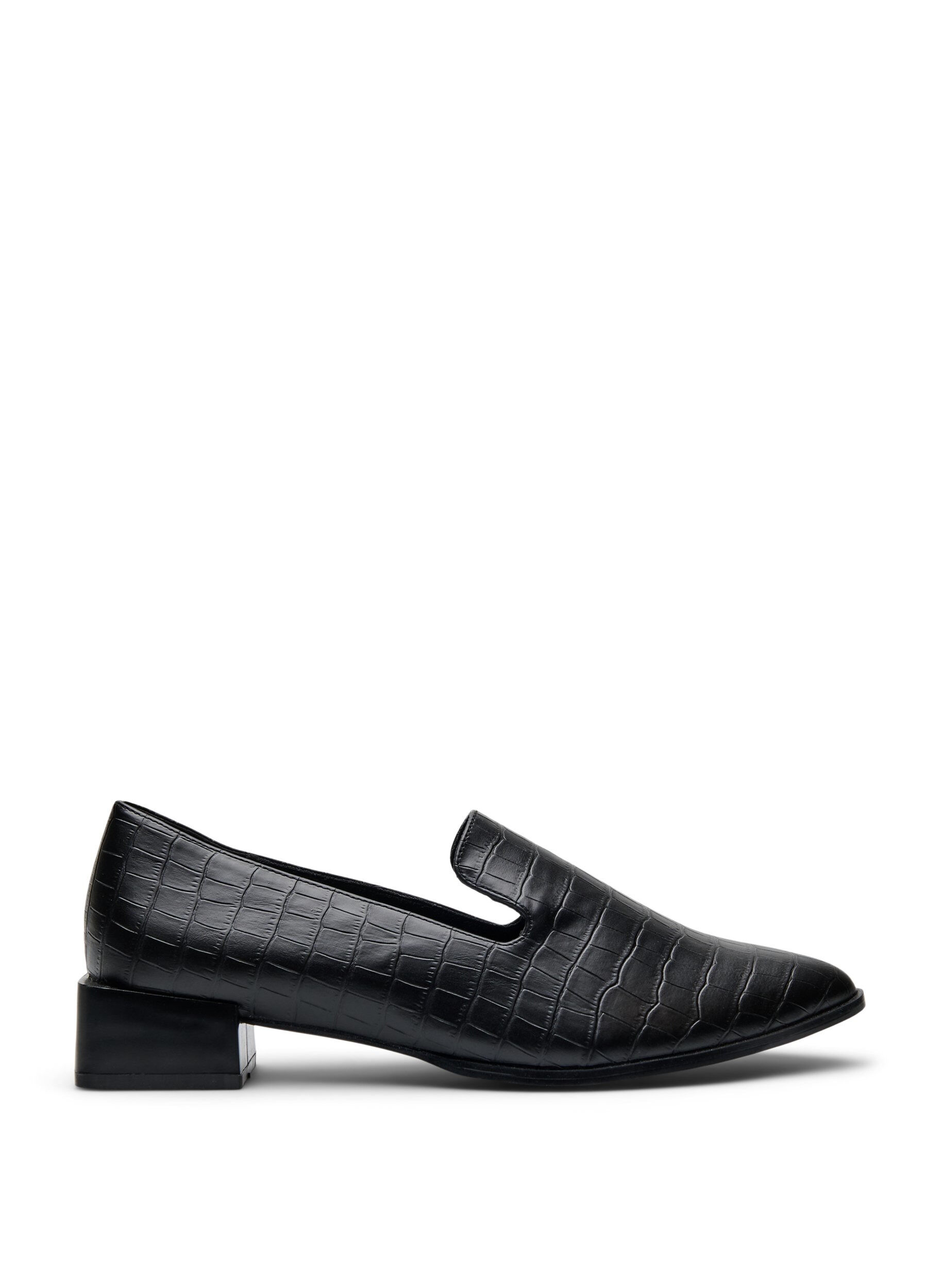 Wide fit - Loafers med krokodilletekstur