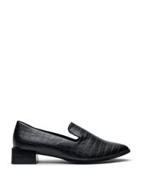 Wide fit - Loafers med krokodilletekstur, Svart Wide fit - Loafers med krokodilletekstur