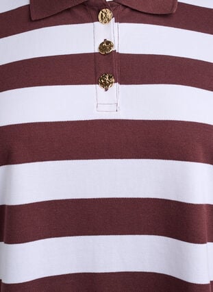 Zizzi Stripete poloskjorte med lange ermer, Mørk Bordeaux, Packshot image number 2