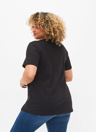 Ensfarget basis T-skjorte i bomull, Black, Model