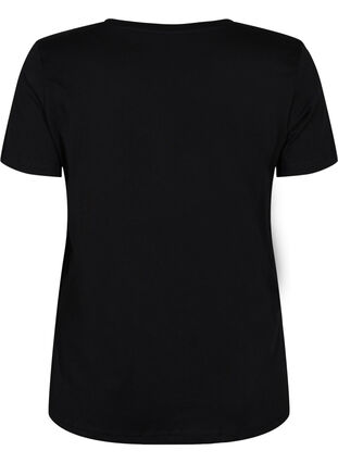 T-skjorte for trening, i bomull med trykk, Black w. inhale logo, Packshot image number 1