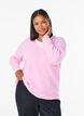Strikkebluse med V-hals og raglanermer, Rosa, Model image number 0
