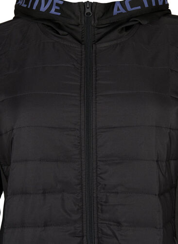 Treningsjakke med quilt og hette, Black, Packshot image number 2