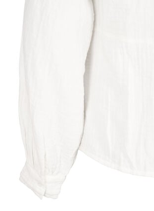 Zizzi Bomullsskjorte med heklede detaljer, Vanilje, Packshot image number 3