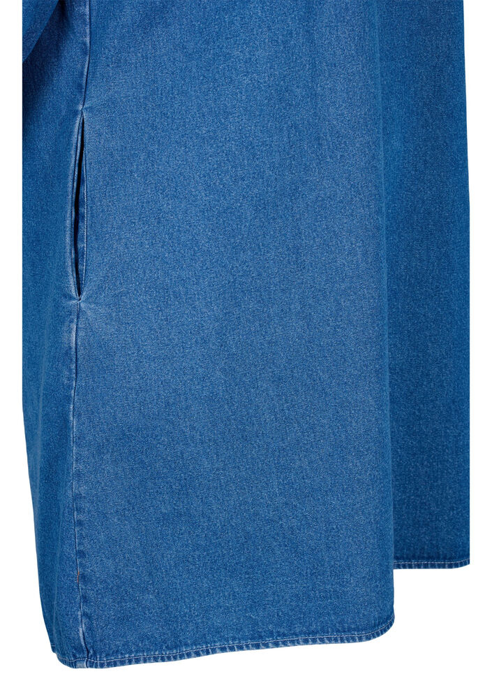 Tunika i denim med V-hals, Medium Blue Denim, Packshot image number 3