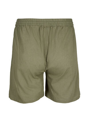 Zizzi Løs shorts i bomullsblanding med lin, Deep Lichen Green, Packshot image number 1