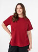 Kortermet bluse med figursydde innsnitt, Rød, Model image number 0