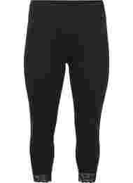 Basis 3/4-leggings med blondekant, Black